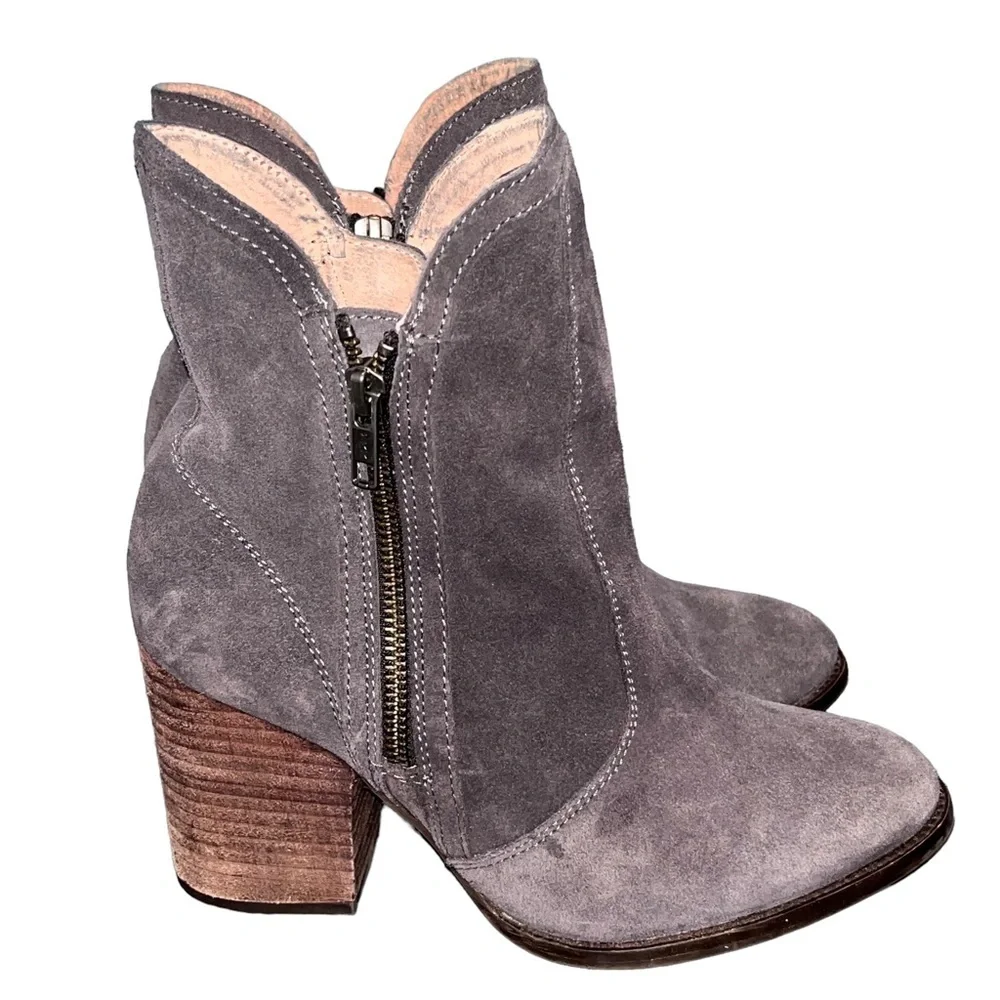 SEYCHELLES Gray Suede Zip Ankle Booties Boots size 7.5